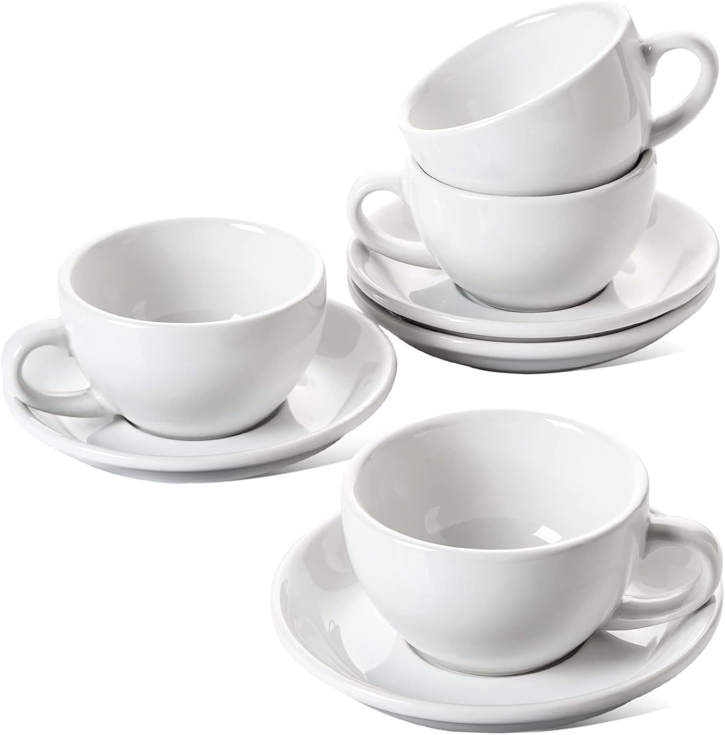 WRINGKIT Tea Cups And Saucers Set Of 6, 6 Oz Floral Tea Cups With Spoon, Porcelain Coffee Mugs For Espresso, Latte, Cafe Mocha - View #9