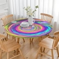 thumbnail image 3 of Colorful Tie Dye Spiral Pattern Round Fitted Tablecloth with Elastic Edge,Dining Table Cover Waterproof,Outdoor Round Tablecloth for Camping,Dining,Indoor and Outdoor, 3 of 7