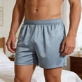 thumbnail image 3 of Calzoncillos bóxer elásticos de cintura media para hombre, transpirables, con costuras suaves, de seda helada, de color puro, para dormir, uso diario., 3 of 8