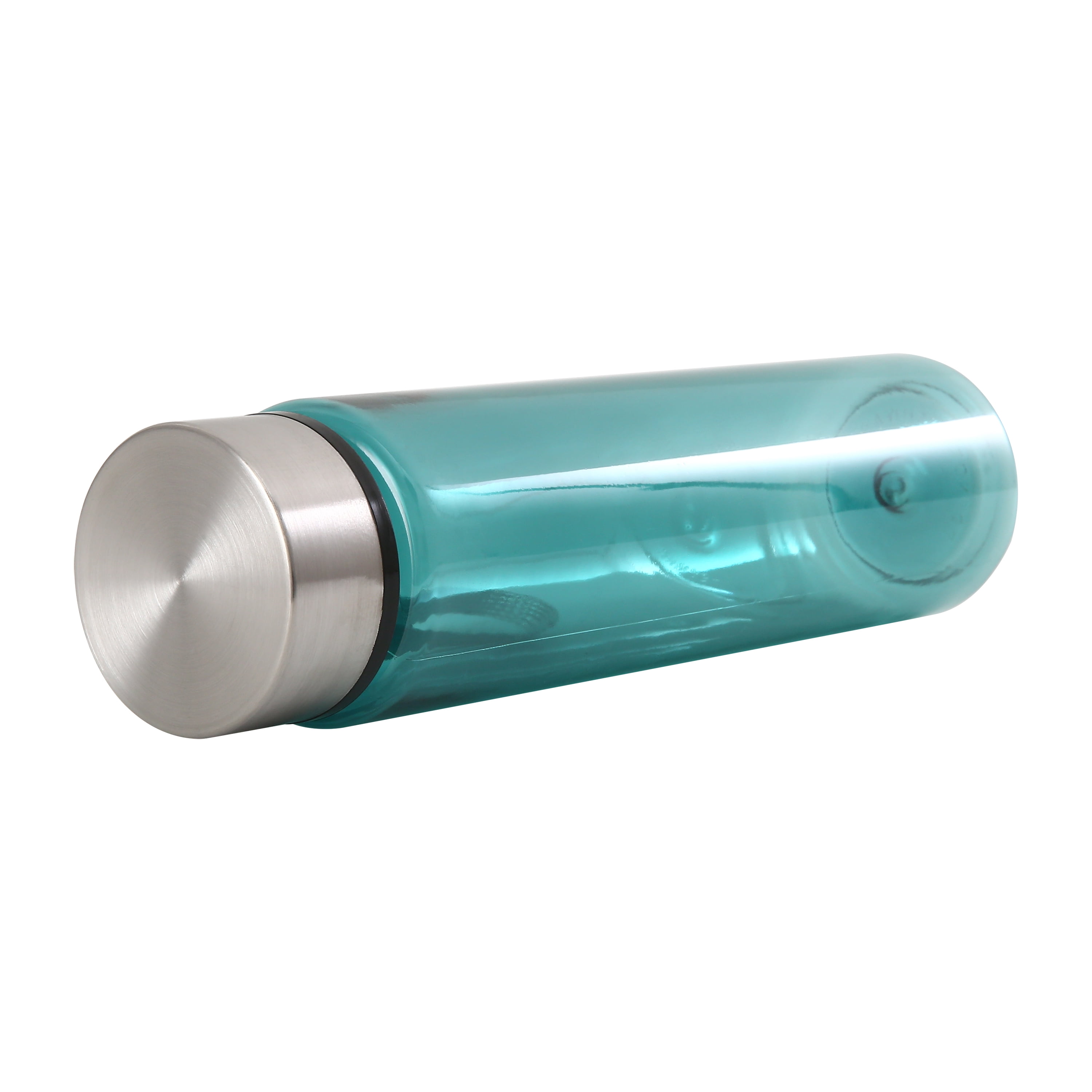 Mainstays 18 oz Plastic Teal Water Bottle Stainless Steel Screw Cap Lid with Strap, 1 Each Included