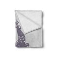 thumbnail image 2 of Christmas Soft Flannel Fleece Throw Blanket, Happy Holiday Message Written on a Deer Silhouette Snowy Winter, Cozy Plush for Indoor and Outdoor Use, 60" x 80", Pale Grey Purple Grey, by Ambesonne, 2 of 5