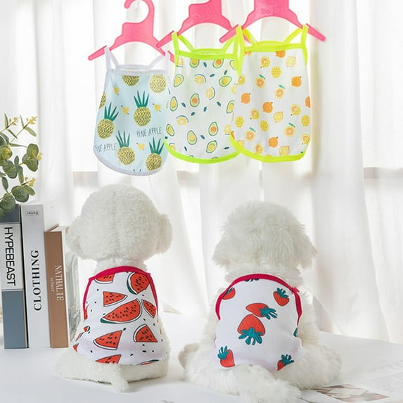 SPRING PARK Dog Shirt Skirt Pet T-Shirts Printed Puppy Dog Dress Summer Breathable Dog Vest Sleeveless Lovely Fruit Patter Pet Apparel for Dogs Cats
