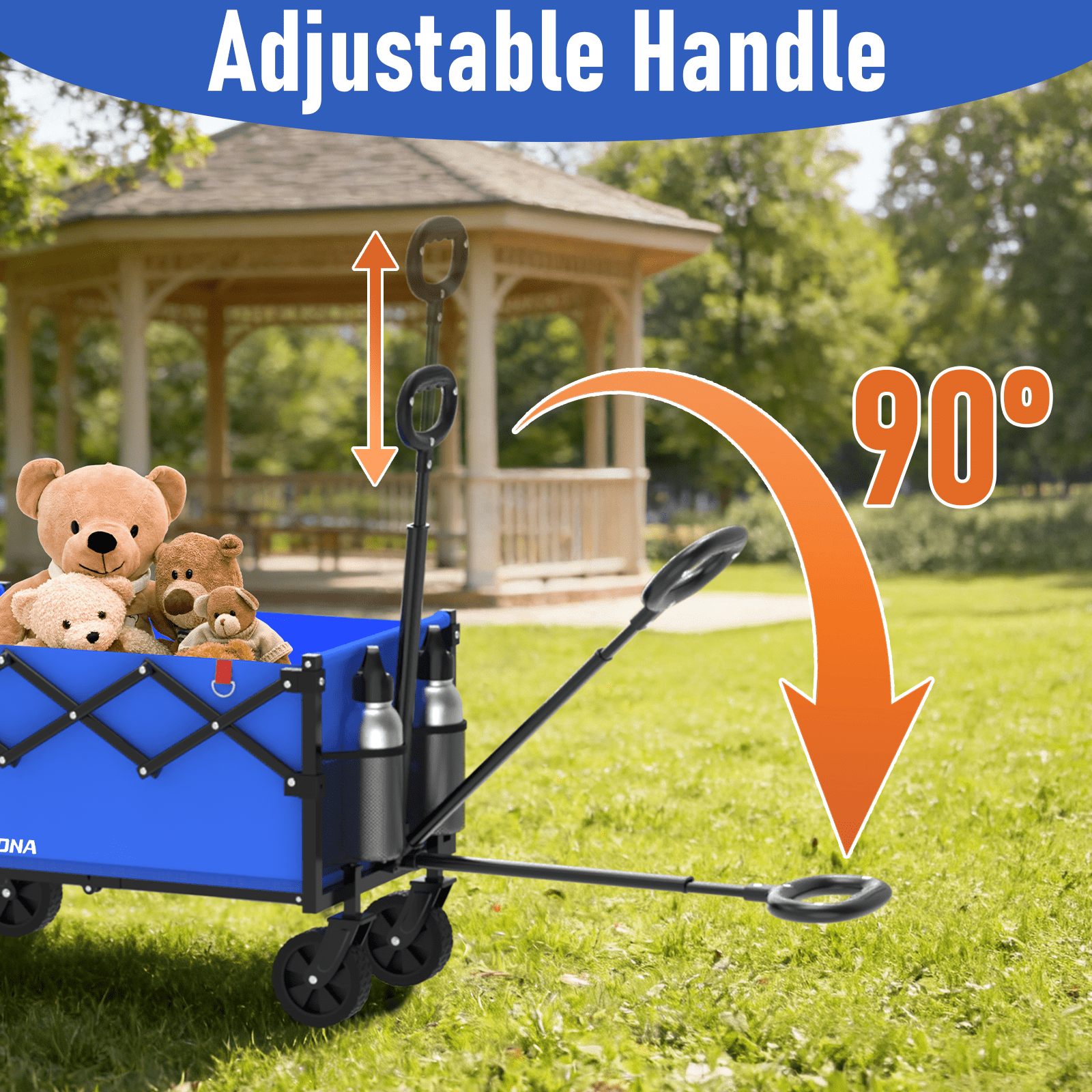 Yacona Wagons Carts Foldable, 450 lb Capacity Folding Wagon Cart with Wheels for Camping, Garden, Shopping, Blue