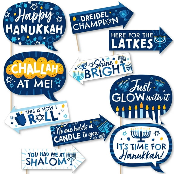 Big Dot of Happiness Funny Hanukkah Menorah - Chanukah Holiday Party Photo Booth Props Kit - 10 Piece