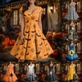 thumbnail image 4 of TTUHYWXI Womens Funny Halloween Ghost Pumpkin Graphic Dresses Cute Vintage Short Sleeve A Line Swing Cocktail Party Dress (Black, XL), 4 of 8