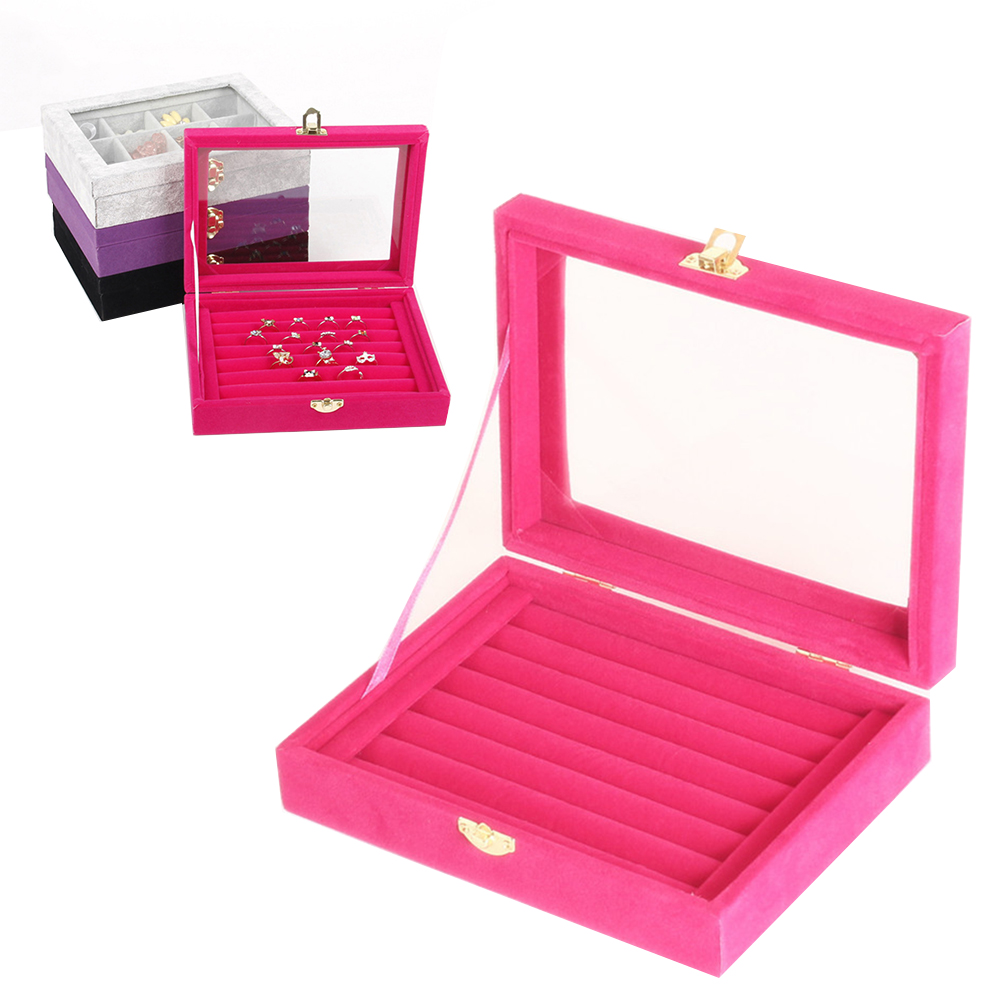 Jewelry Velvet Ring Jewellery Display Storage Box Jewelry Holder