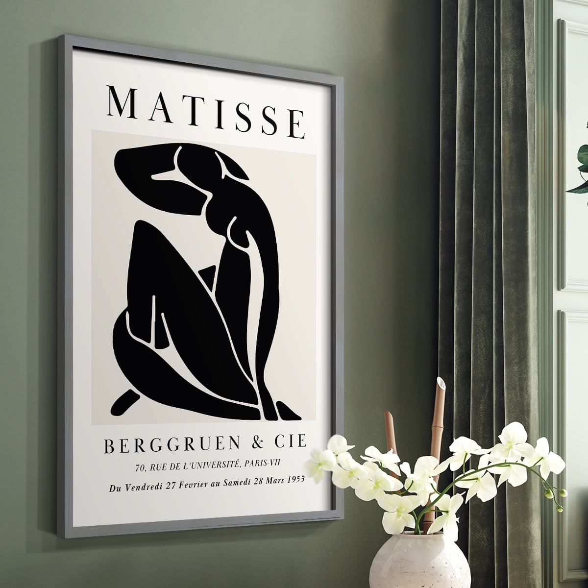 Matisse CDXC in Gray Solid Wood Framed Print No Nail Hanging