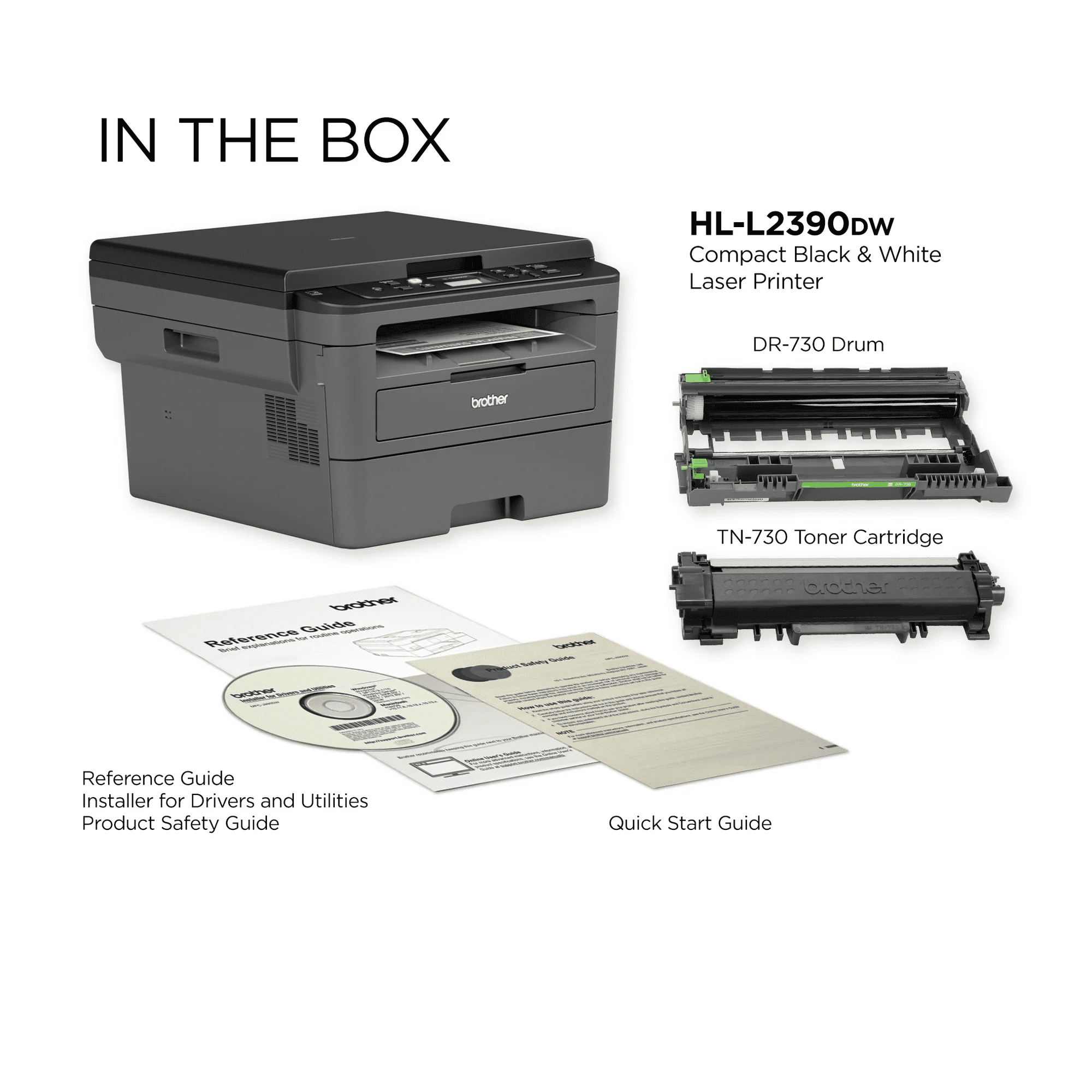 Pre-Owned Brother HL-L2390DW Monochrome Laser Printer with Flatbed Copy & Scan, Duplex Printing, Wireless