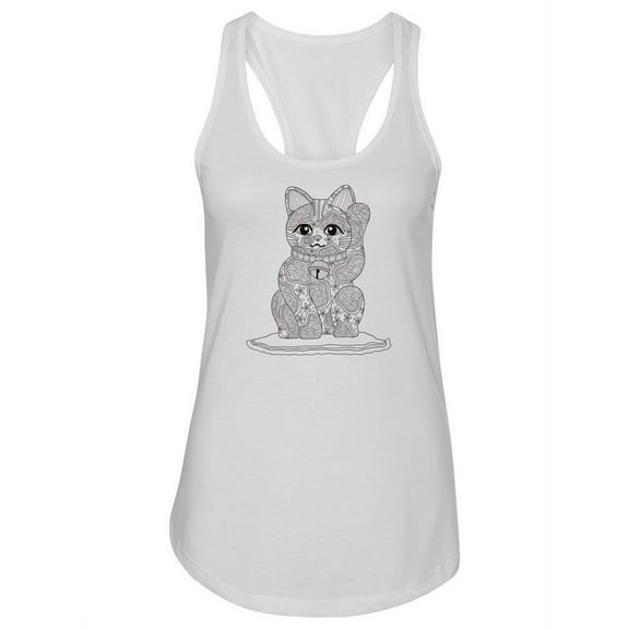 Lucky Cat In Zentangle Tank Women -Image by Shutterstock, Female Small