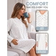 thumbnail image 4 of Casual Nights - Flannel Floral Long Sleeve Nightgowns for Women, Soft Lightweight Cotton & Lace Trim, Comfortable Lounging, Yellow Purple X-Large, 4 of 7