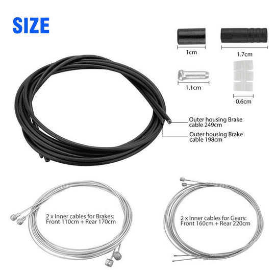 1 Pair Bike Brake Cable Set Front and Rear for Road and Mountain Bike Black New 