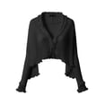 thumbnail image 5 of Garbnen Chiffon Shrug Cardigan for Women Open Front Cropped Long Sleeve Cardigans for Women Pleated Lightweight Casual Sun Protection Sheer Shawls for Women Black, 5 of 7