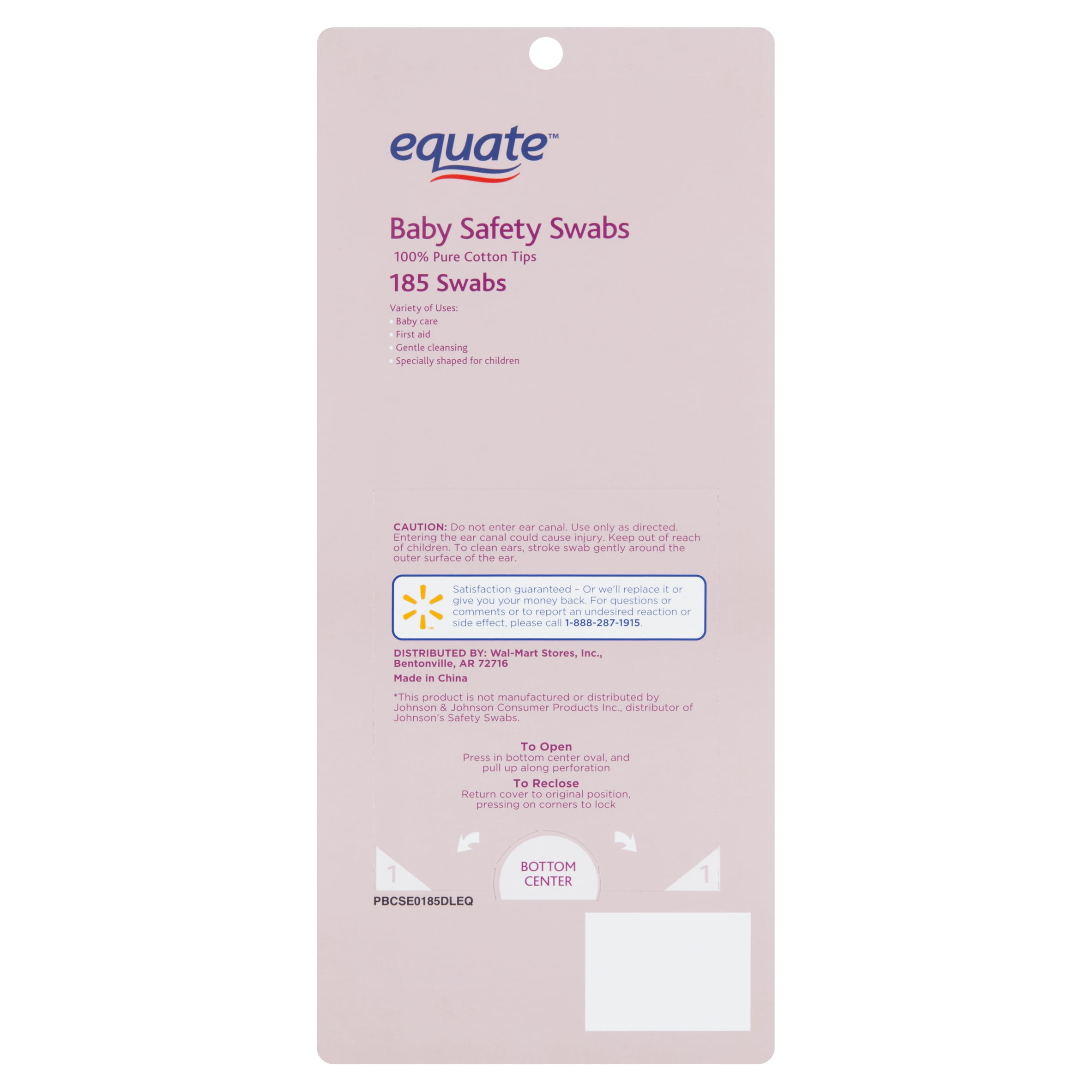 Equate 185ct Baby Safety Cotton Swabs