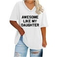 thumbnail image 3 of Camisetas de Verano de las Mujeres de Manga Corta con Cuello en V de Gran Tamaño Camiseta Deportiva Sólida, Base Cómoda Casual, 3 of 4