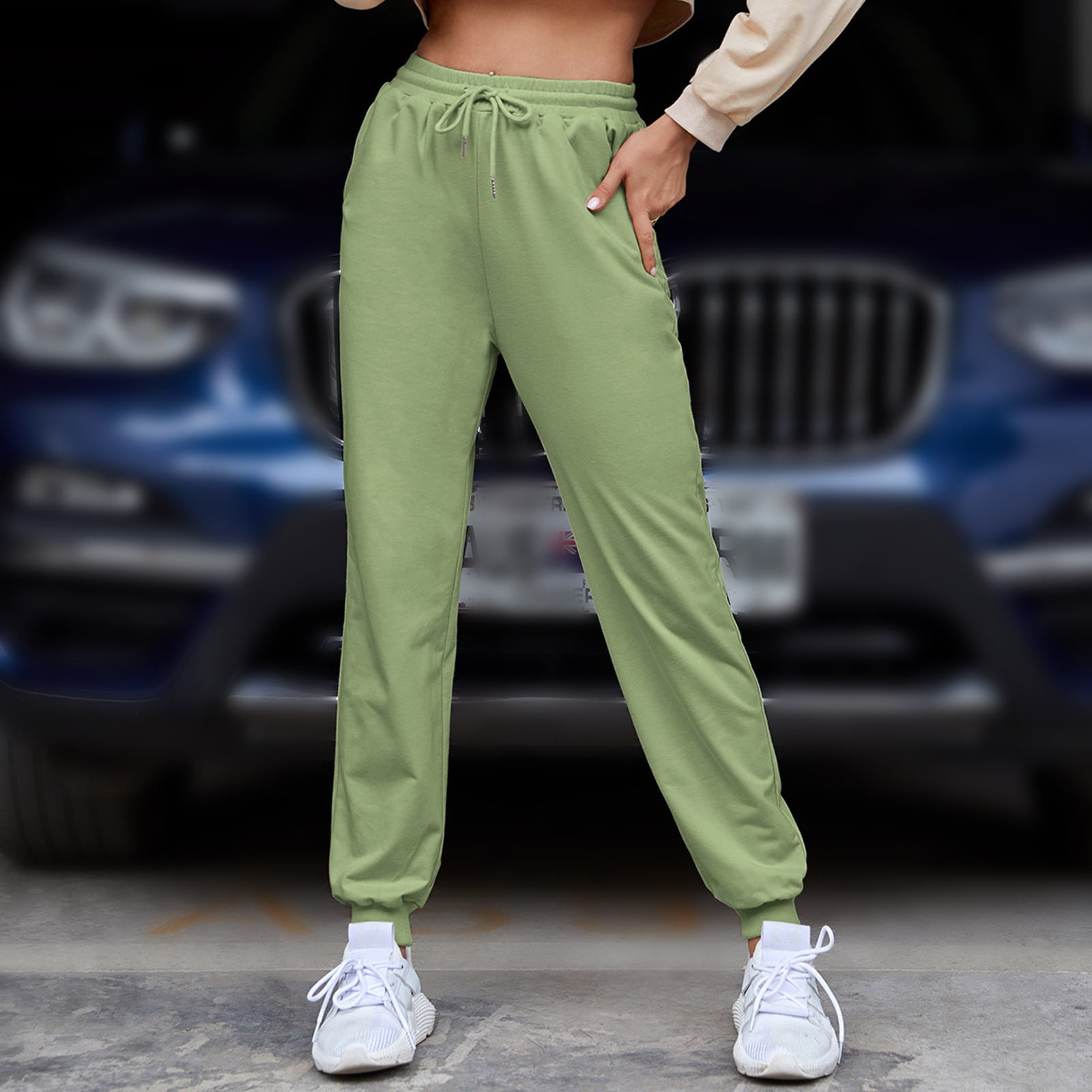Pxiakgy pants for women Women's Soft Lightweight Skinny Solid Soft Stretch  Pockets Sweatpants Green + S - Walmart.com