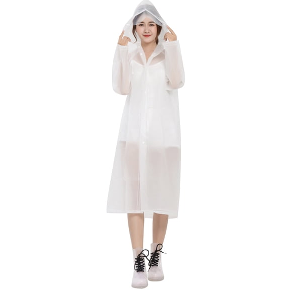 Yardwe Adult Raincoat White Lightweight Reusable Waterproof Poncho for Fishing and Travel