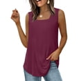 thumbnail image 2 of Helii Women's Tank Tops Square Neck Comfys Fit Solid Color Camisole Tops Lightweight Breathable Retro Shirt Fashion Business Outfits S-2XL Wine, 2 of 5