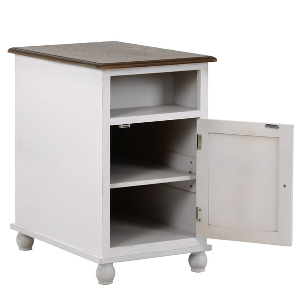 End Table with Open Storage Shelf and Midshelf, Sofa Side Table for