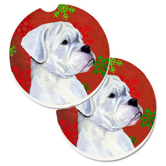 Boxer Rouge & Vert Flocons de Neige Vacances Noël Ensemble de 2 Porte-Gobelet Voiture Coaster