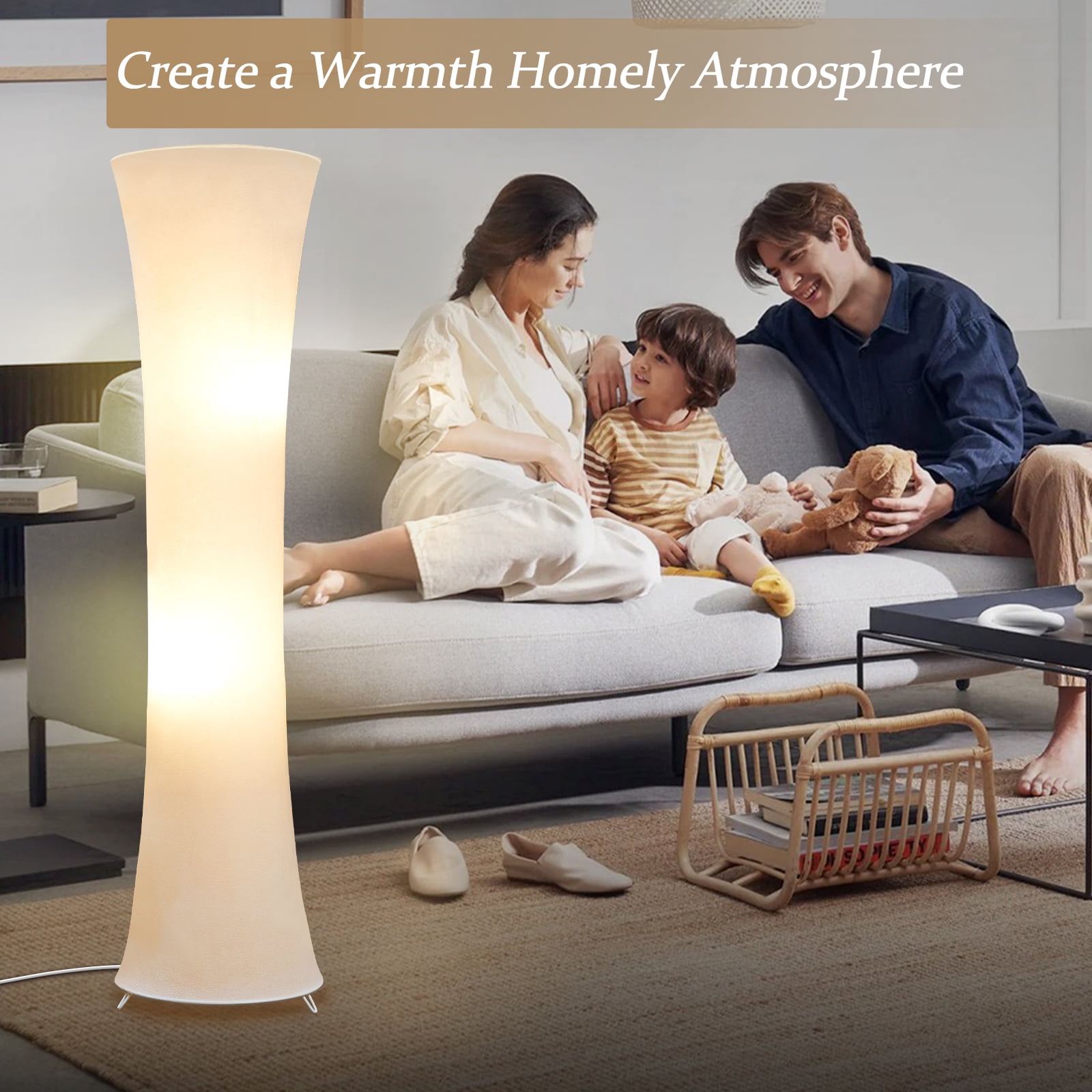 NATYSWAN 46“ Floor Lamp for Living Room, 3 Color Temperature Led Column Floor Lamp Standing Lamp Corner Floor Lamp for Bedroom, Office & Living Room, Bulbs Include