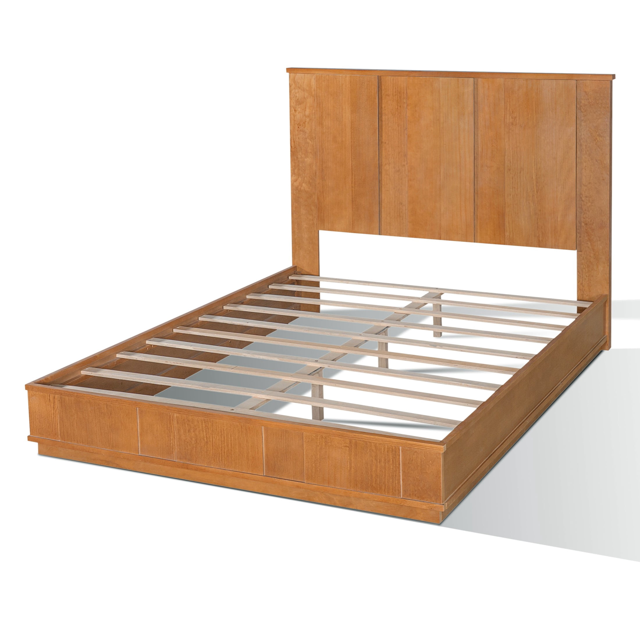 Christopher Knight Home Retro Queen Size Wood Platform Bed with 56" High Panel Headboard, Natural