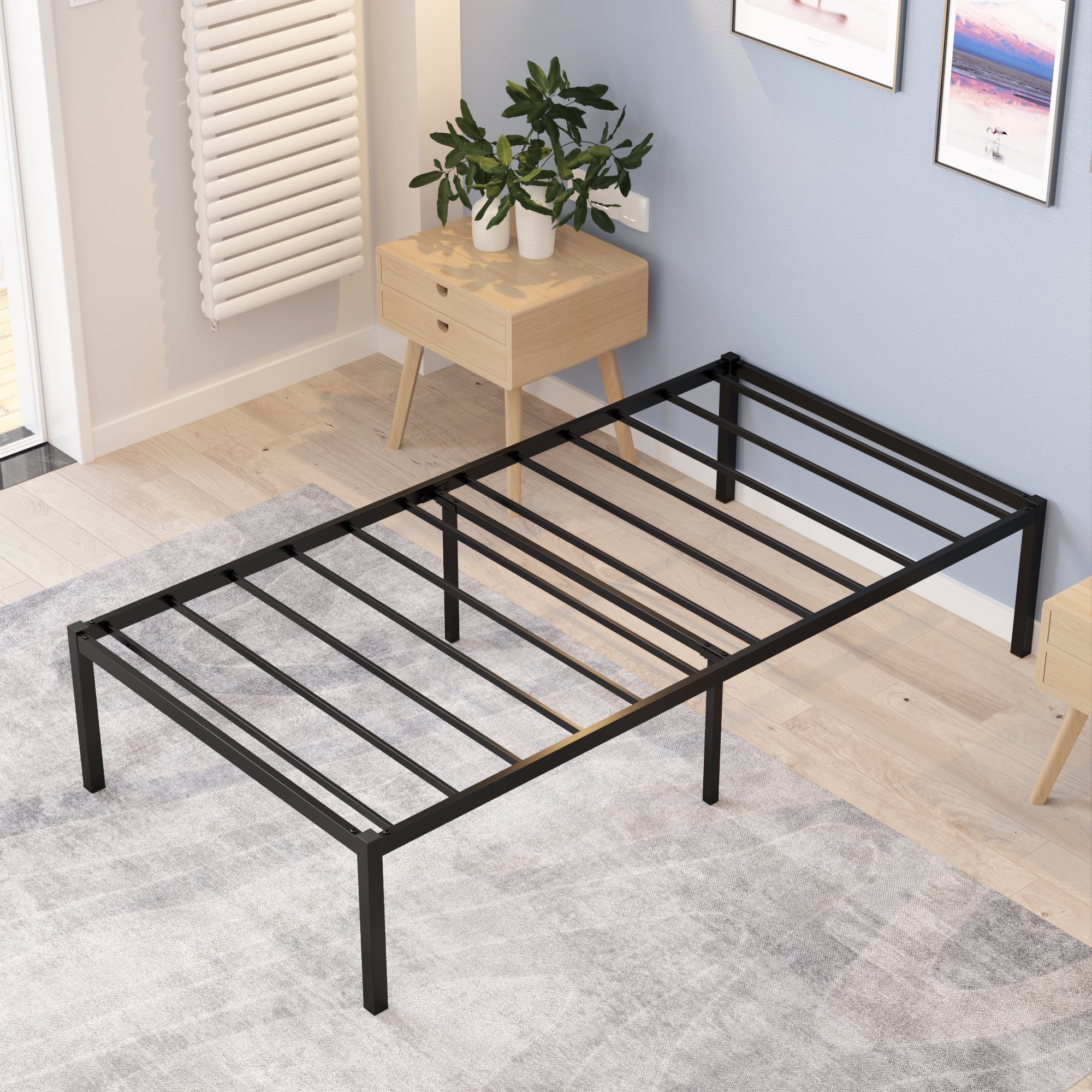 Yoneston 16 Inch Twin Metal Platform Bed Frame Heavy Duty No Box Spring