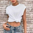 thumbnail image 4 of Summer Savings Clearance 2025! loopsun Womens Tops,Womens Plus Size Tops,Women Casual Short Sleeve Short Sleeve Solid Pullover Blouse T-shirt Tops Loose White XS, 4 of 6