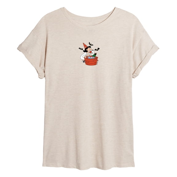 Peanuts - Lucy & Snoopy Halloween Apple - Juniors Oversized Graphic T-Shirt