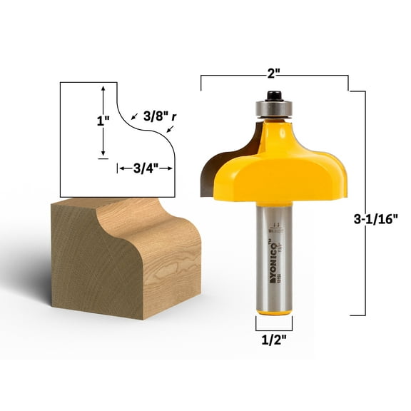 Yonico 3/8" Radius Ogee Edge Forming Router Bit - 1/2" Shank - 13150