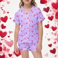 thumbnail image 2 of Toddler Satin Pajama Set Valentines Pjs Short Sleeve Heart Button Down Nightwear Boys Pajamas 2-3 Years, 2 of 5