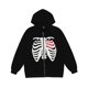 thumbnail image 1 of BlackLSkeleton Zip Up Hoodie para Mujeres Hombres Skeleton Jacket Otoño Primavera Sudadera, 1 of 5
