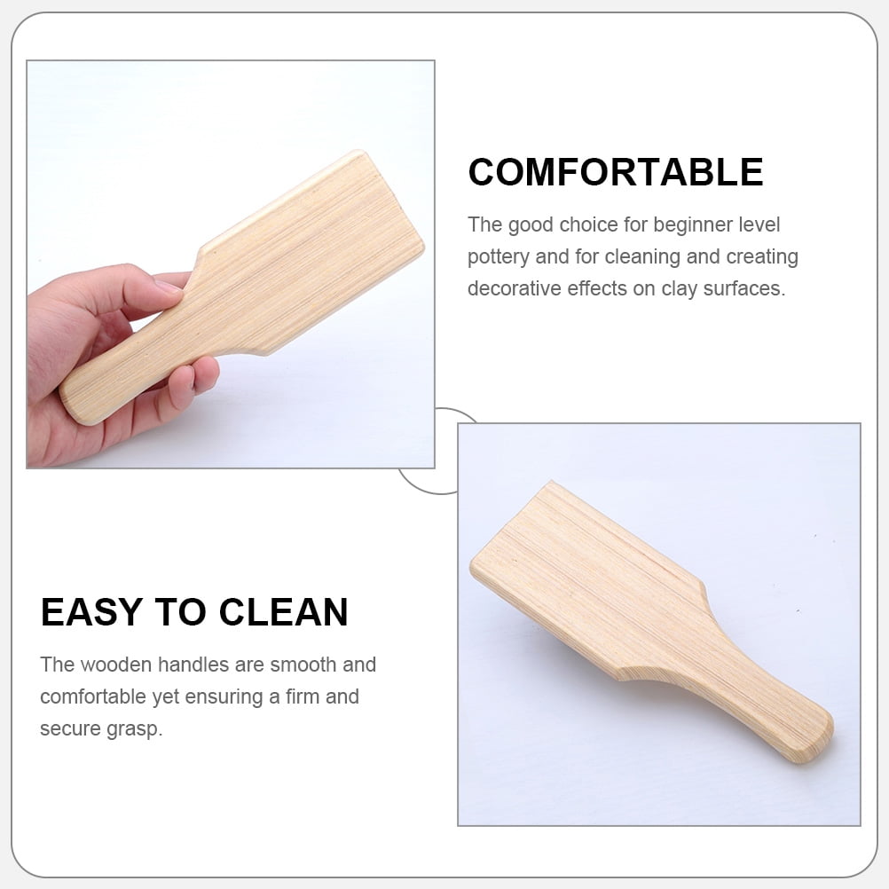 DINHEAROM 4Pcs Wooden Pottery Board Clay Paddle Tool Smooth Finish for Sculpting and Crafting