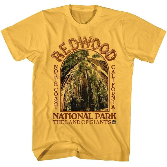 National Parks - Redwood Land Of Giants - American Classics - Solid Yellow Adult Short Sleeve T-Shirt