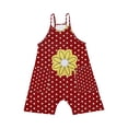 thumbnail image 4 of Odeerbi 5-13 Years Kids Girls Summer Jumpsuit Dots Flower Print Camisole Romper Casual Breathable Comfortable Suspender Overalls Bib Overall Shorts with Pockets, 4 of 5