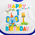 thumbnail image 4 of Inktastic Elephant and Giraffe 1st Birthday Boys or Girls Baby Bib, 4 of 4