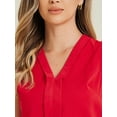 thumbnail image 5 of DARING DIVA Sleeveless Pleated Front Work Office Blouse L Red, 5 of 6