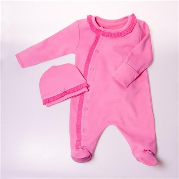 BGRF36 Ruffle Footie - Pink, 3-6 months