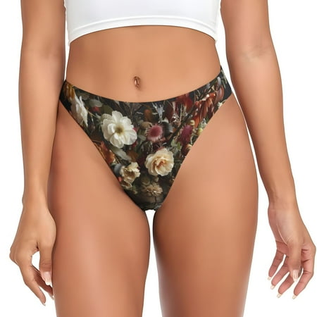 Adobk Vintage Floral Vase A Print Seamless Women Underwear Thongs No Show Ladies Thong No Line Breathable Comfortable Panties Undies for Women-X-Small