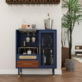 thumbnail image 3 of ARTPOWER Modern Coffee Bar Cabinet with Wine Glass Rack and Drawers, Blue Liquor Cabinet with Pull-Out Wine Storage for Kitchen, Dining Room, Living Room, 3 of 9