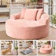 Ovios 58 Oversized Lounge Chair Round Cloud Deep Seat Accent Chair Plush Corduroy Boneless Sofa Chair for Living Room, Pink