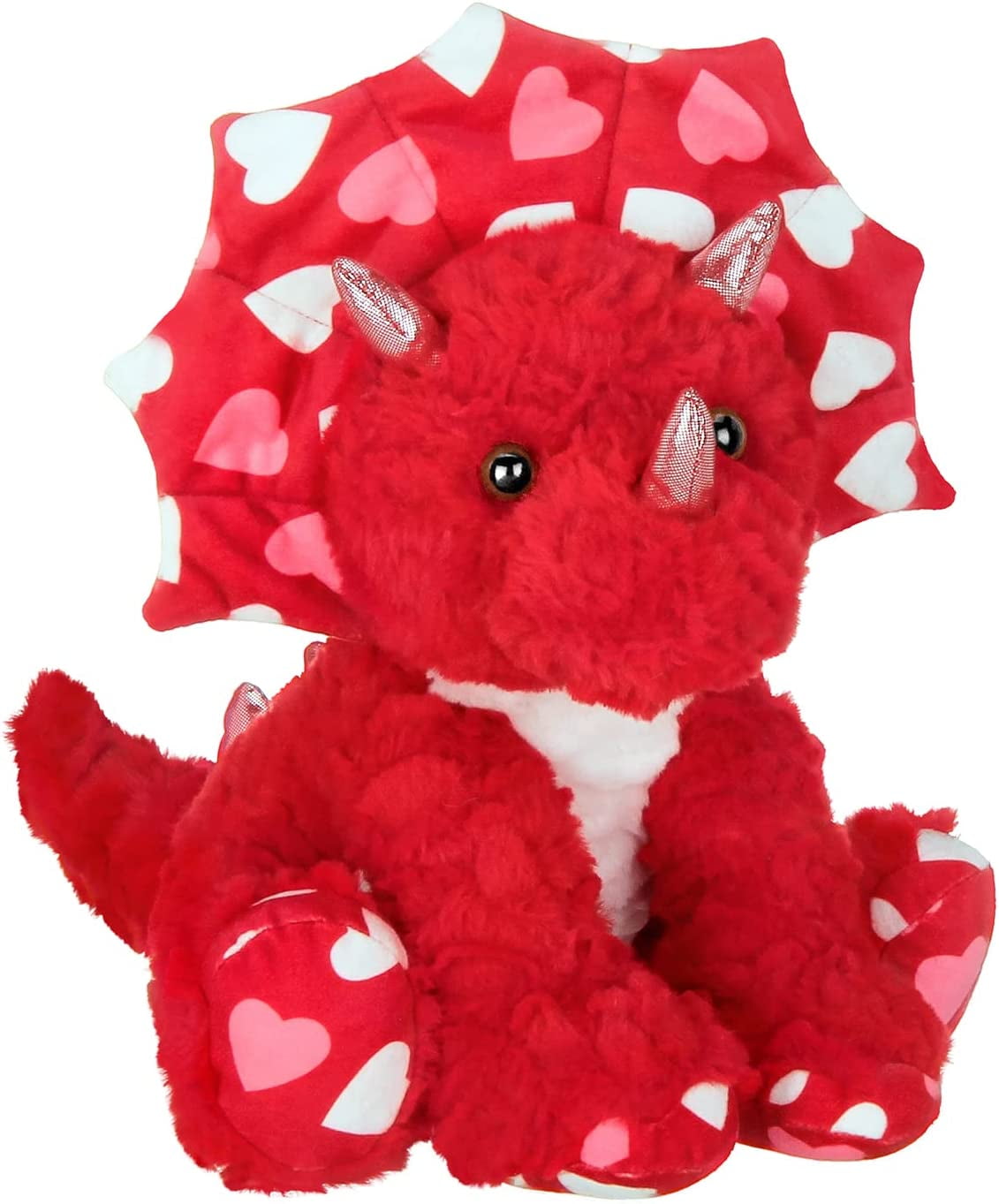 Bearington Dinomite Plush Dinosaur Stuffed Animal with Hearts, 11 Inch