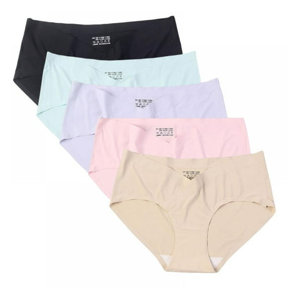 Women's V-shaped Low-rise Pregnancy Briefs Comfortable Ice Silk Maternity Panties Solid Seamless Maternity Underpants