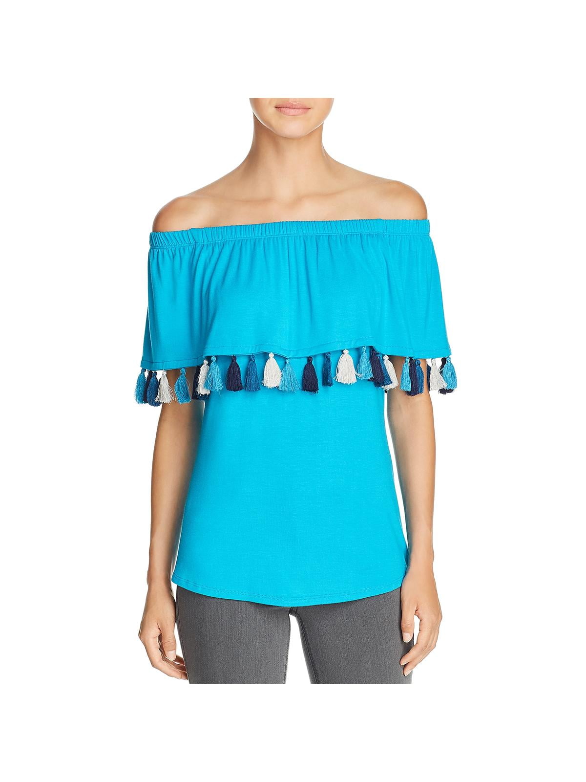 Kim & Cami Kim & Cami Womens Jersey Tassel Pullover Top