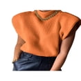thumbnail image 3 of Femmes Épaulette Pull Haut Col Roulé Sans Manches Pull Large Épaule Tricotée Pull Haut, 3 of 5