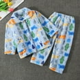 thumbnail image 3 of Flannel Pajamas Boys 2 Piece Fleece Sleepwear Set Cute Dinosaur Button Down Top Pants Thick Long Sleeve Loungewear, 3 of 3
