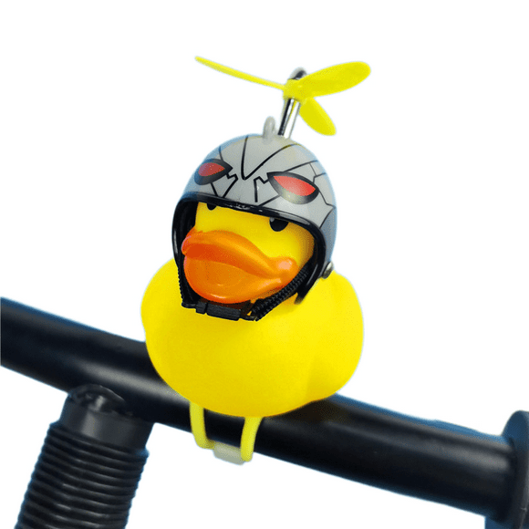 Rubber duck bicycle accessories with flash lamp and propeller helmet for automobile dashboard decoration（2pcs）