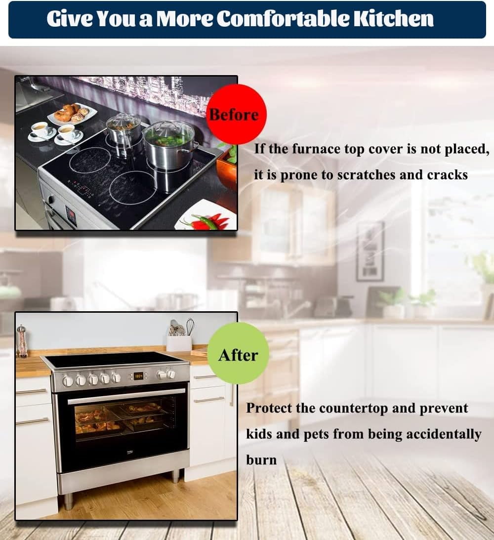 Extra Large Electric Cooktop Cover, Anti-Slip Waterproof Flat Top Oven Cover Mat, Glass Stove Top Protector, Expand Stove Space