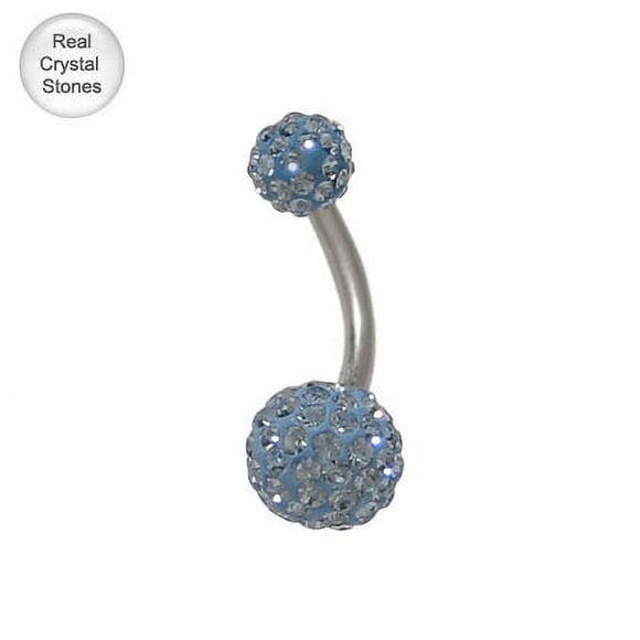 Blue Swarovski Crystal Ferido 14 gauge Belly Button Ring