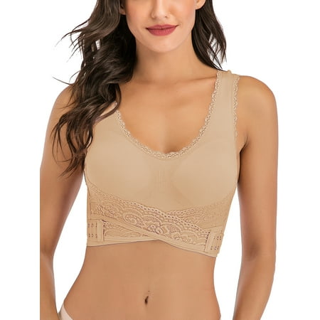 

SHCKE Women Cross Front Side Buckle Lace Seamless Bras Sports Fitness Yoga Workout Bra With Removable Pads