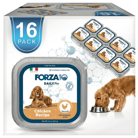 Forza10 DailyPro Wet Dog Food for Adult Dogs - Chicken Recipe, 16 Pack | Vet-Formulated- Non-GMO - Made in Italy
